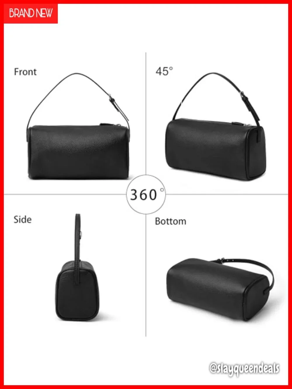 Genuine Leather Small Barrel Purse with Crossbody Strap